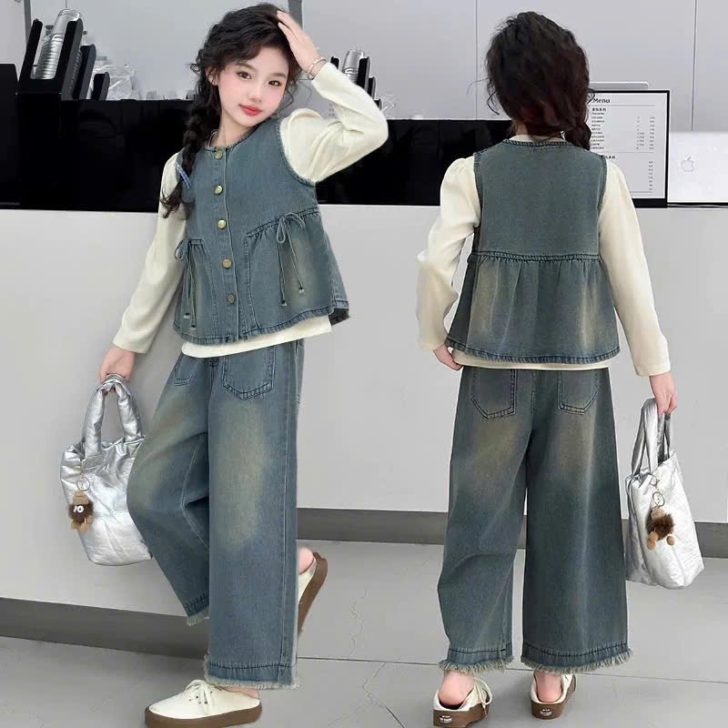 Set jeans nơ 3 chi tiết cho bé gái size đại BEESHOP D25079