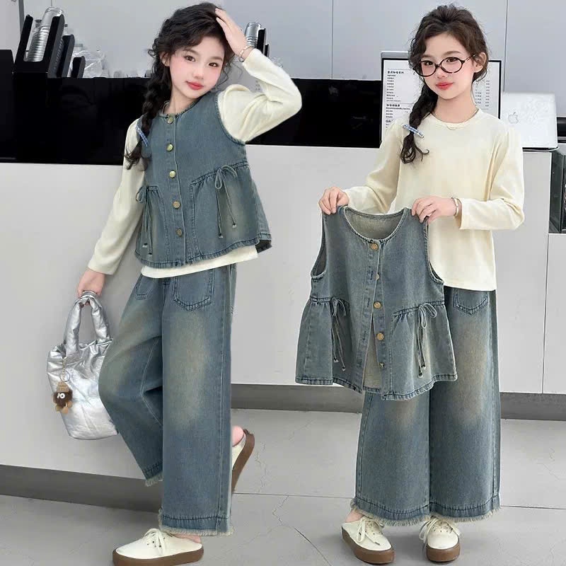 Set jeans nơ 3 chi tiết cho bé gái size đại BEESHOP D25079