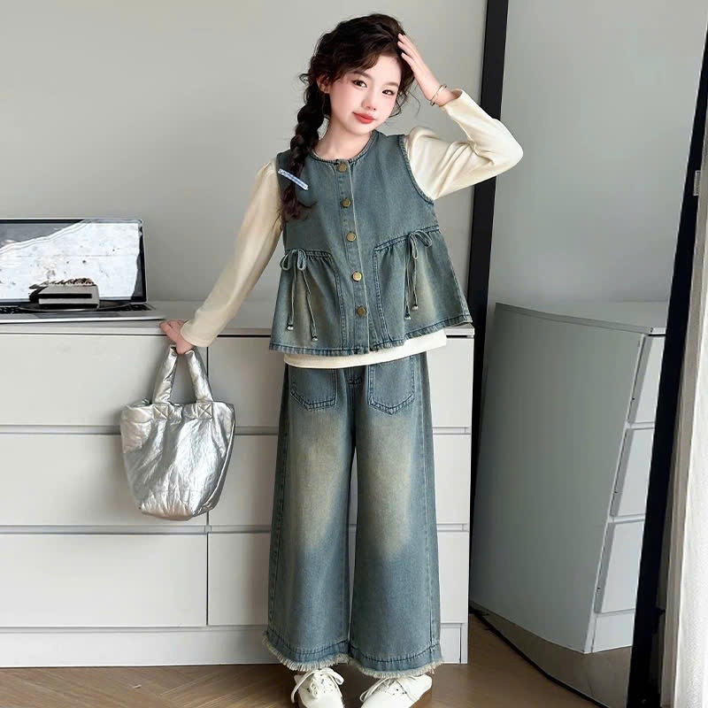 Set jeans nơ 3 chi tiết cho bé gái size đại BEESHOP D25079