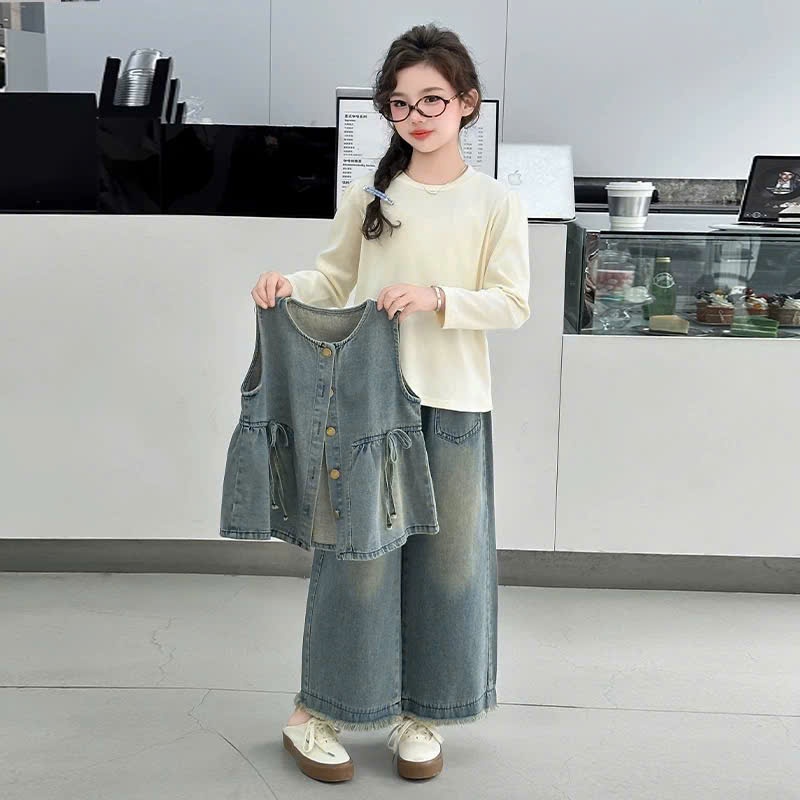 Set jeans nơ 3 chi tiết cho bé gái size đại BEESHOP D25079