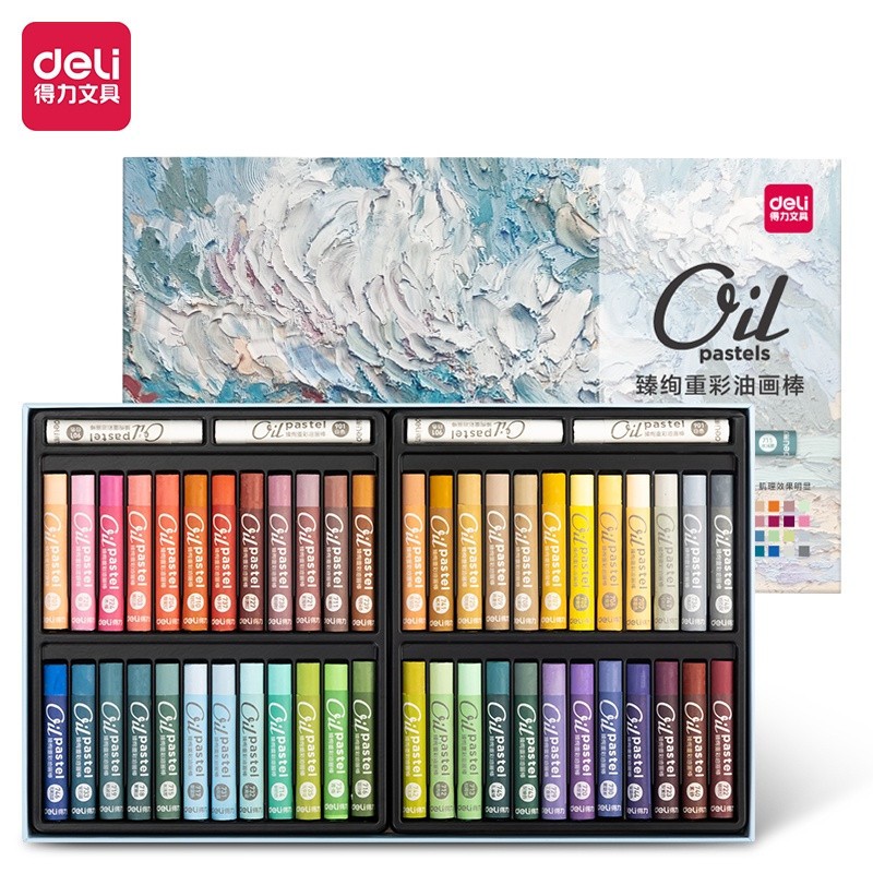 Bút Sáp Dầu Deli 24/36/48 Màu – Siêu Mịn, Dễ Tô, An Toàn Cho Học Sinh