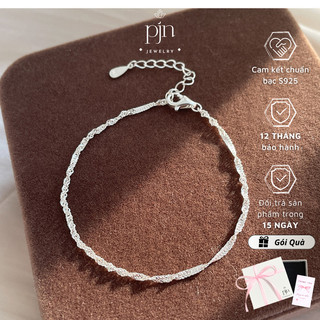 Vòng Tay Nữ PJN Lắc Tay Bạc S925 Thiết Kế Dây Trơn Xoắn Phong Cách Đơn Giản Dễ Phối Đồ