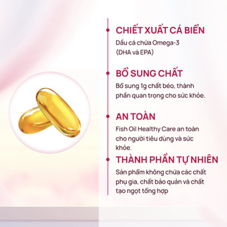Dầu cá Fish Oil 1000mg Omega 3 Healthy Care Extaste hộp 400 viên giúp tăng thị lực và hỗ trợ trí não