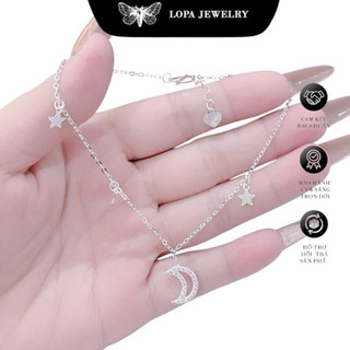 [TẶNG HỘP] Lắc chân trăng sao SK34 bạc ta LoPa – nhẹ nhàng, đáng yêu hết nấc