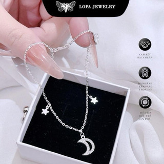 [TẶNG HỘP] Lắc chân trăng sao SK34 bạc ta LoPa – nhẹ nhàng, đáng yêu hết nấc
