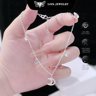 [TẶNG HỘP] Lắc chân trăng sao SK34 bạc ta LoPa – nhẹ nhàng, đáng yêu hết nấc