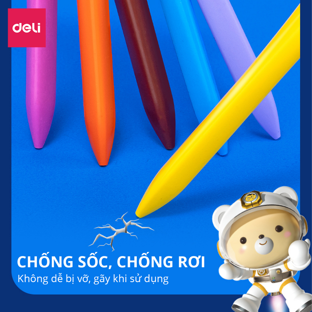 Bút Sáp Màu Hữu Cơ Deli Hình Gấu – An Toàn, Không Dính Tay, Nhiều Màu Cho Bé12/24/36/48 màu