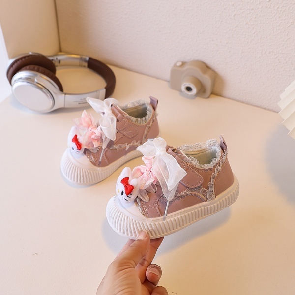 Giày thể thao cho bé gái mùa xuân và mùa thu Hellokitty ngọt ngào nhẹ nhẹ và dễ thương
