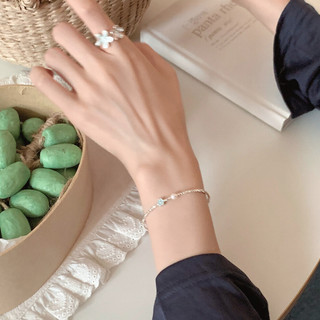 Vòng Tay Nữ PJN Bạc 925 Charm Hoa Xanh Mix Hạt Ngọc – Phụ Kiện Thanh Lịch Đi Làm Đi Chơi