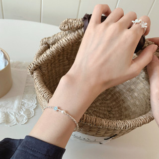 Vòng Tay Nữ PJN Bạc 925 Charm Hoa Xanh Mix Hạt Ngọc – Phụ Kiện Thanh Lịch Đi Làm Đi Chơi