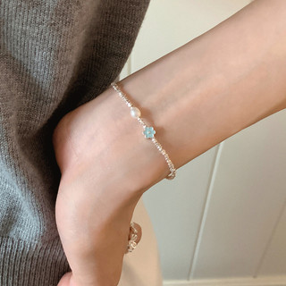 Vòng Tay Nữ PJN Bạc 925 Charm Hoa Xanh Mix Hạt Ngọc – Phụ Kiện Thanh Lịch Đi Làm Đi Chơi