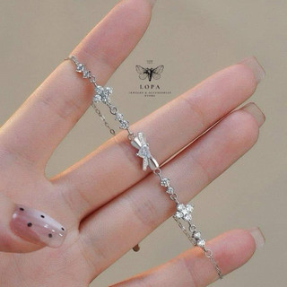 Lắc tay nữ LoPa, lắc nơ hoa tim đá SK87, thanh lịch , cá tính, điệu đà Bach LoPa