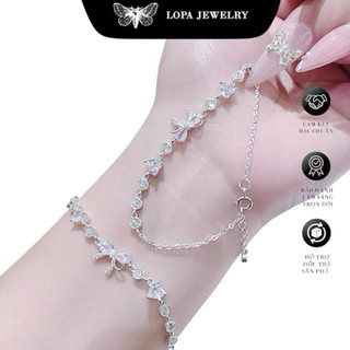 [Hộp xinh] Lắc tay SK008, lắc tay nơ đá rơi mix full thân tim đá , lắc tay xích cá tính , điệu đà , bạc ta LoPa