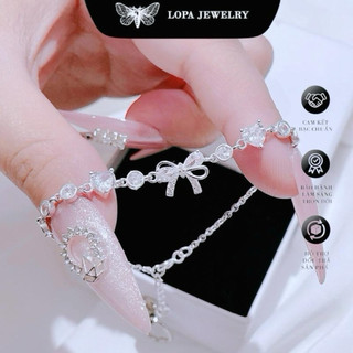 [Hộp xinh] Lắc tay SK008, lắc tay nơ đá rơi mix full thân tim đá , lắc tay xích cá tính , điệu đà , bạc ta LoPa