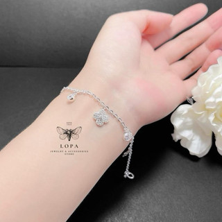 Lắc tay nữa bạc LoPa,lắc tay 4 lá nhỏ xinh SK017 , lắc 4 lá đính charm nhỉ nhắn , điệu đà Bạc LoPa