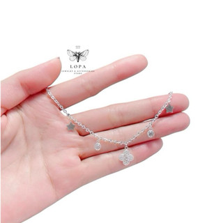 Lắc tay nữa bạc LoPa,lắc tay 4 lá nhỏ xinh SK017 , lắc 4 lá đính charm nhỉ nhắn , điệu đà Bạc LoPa