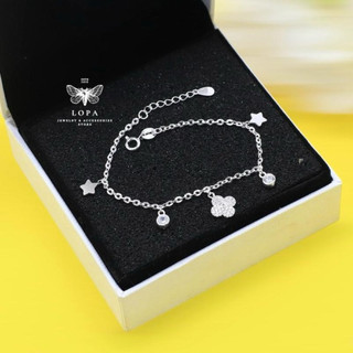 Lắc tay nữa bạc LoPa,lắc tay 4 lá nhỏ xinh SK017 , lắc 4 lá đính charm nhỉ nhắn , điệu đà Bạc LoPa