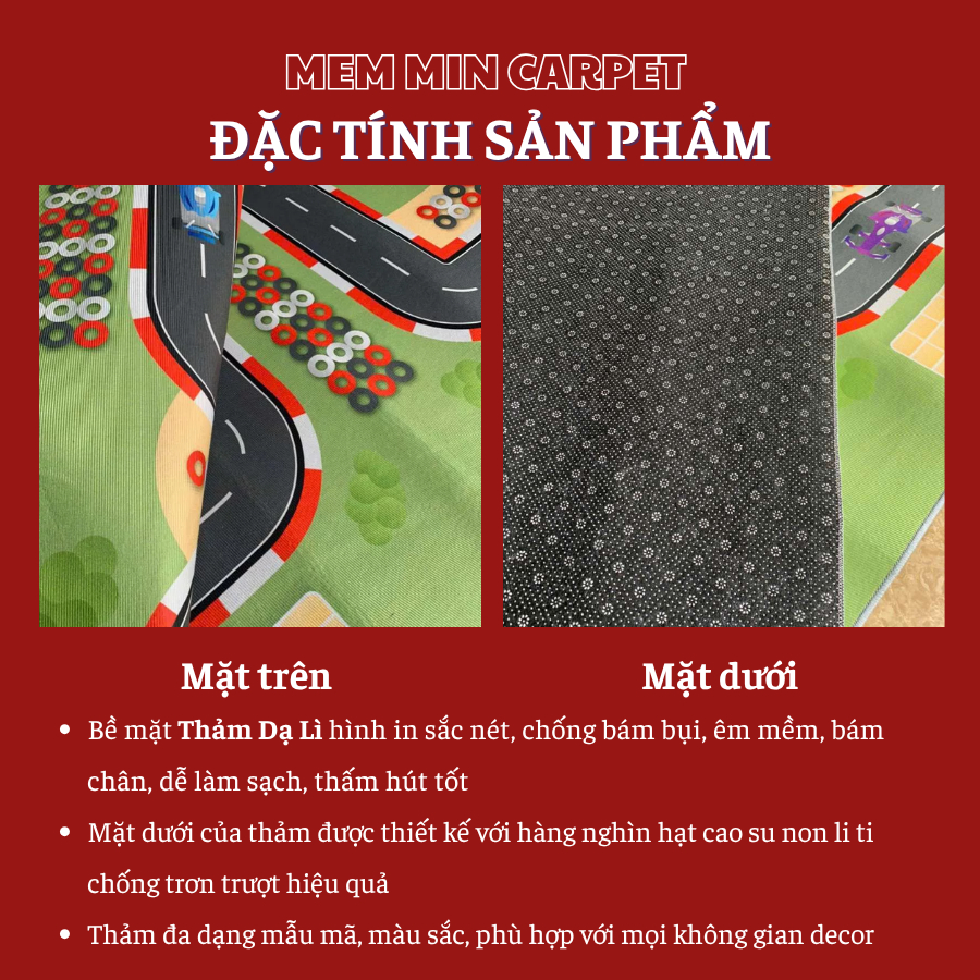 Thảm Montessori,Thảm Mầm Non Cho Bé,Thảm Trò Chơi Thông Minh. Thảm Giáo Cụ 2m x3m ,1m6*2m2 Dệt- MemMincarpet - THB08