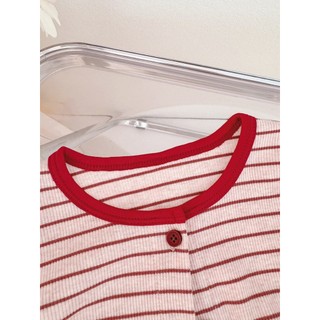 Set Áo khoác cardigan và áo dây bé gái kẻ sọc màu đỏ phong cách Hàn D1210 Bí Ngô Nhỏ
