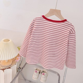 Set Áo khoác cardigan và áo dây bé gái kẻ sọc màu đỏ phong cách Hàn D1210 Bí Ngô Nhỏ