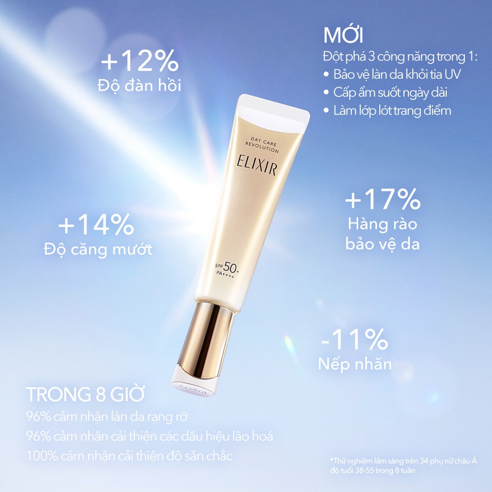 COMBO Kem dưỡng cải thiện chảy xệ ngăn ngừa lão hóa ELIXIR TOTAL V FIRMING CREAM 50g + Sữa chống nắng dưỡng da ngăn ngừa