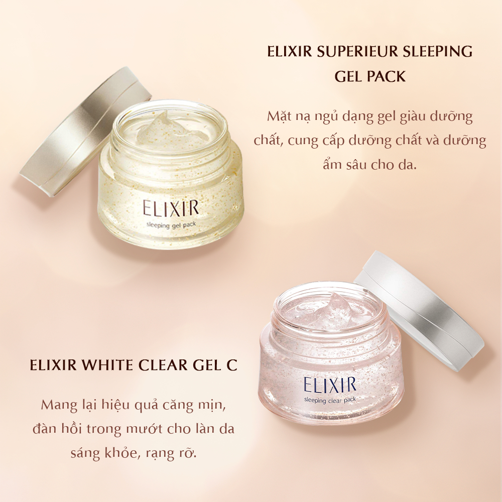 COMBO Mặt nạ ngủ phục hồi độ ẩm Elixir Superieur Sleeping Gel Pack W 105g + Gel rửa mặt Elixir Clarifying Warm Cleanser