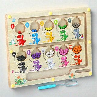 Đồ Chơi Trí Tuệ Khủng Long Sắc Màu Cho Bé - Phát Triển Tư Duy, Vận Động Tinh, Giáo Dục Sớm Montessori - Bảng Nam Châm Gỗ