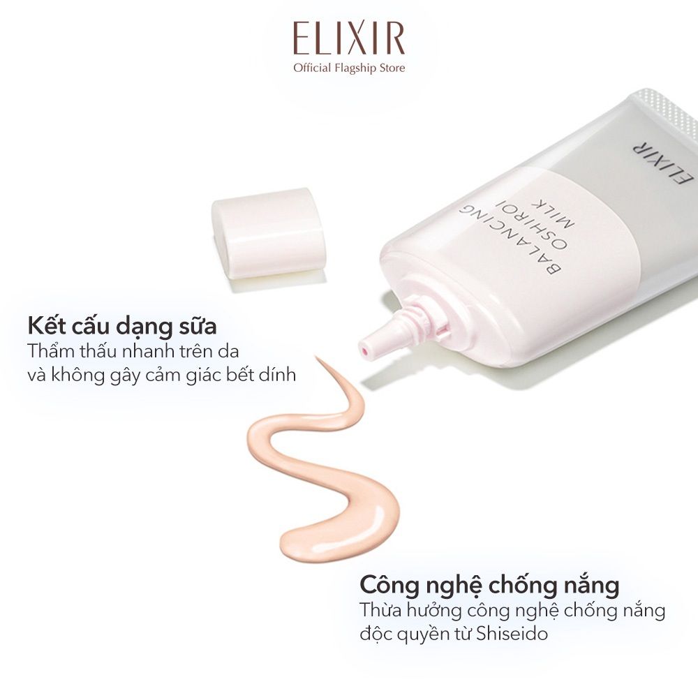 COMBO Sữa chống nắng nâng tông Elixir Reflet Balancing Oshiroi Milk C 35g + Gel rửa mặt Elixir Clarifying Warm Cleanser