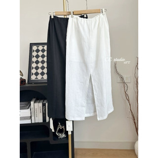 𝗔𝗻𝗶 𝗦𝗵𝗶𝗿𝘁 - Chân váy Linen dáng midi 2 lớp