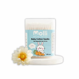 Tăm Bông Molli Cho Bé - Tăm Bông Sơ Sinh Thân Giấy Mềm Mịn An Toàn