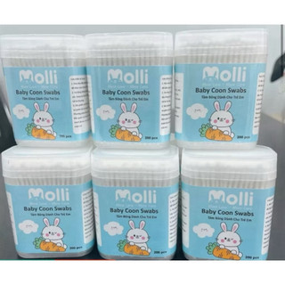 Tăm Bông Molli Cho Bé - Tăm Bông Sơ Sinh Thân Giấy Mềm Mịn An Toàn