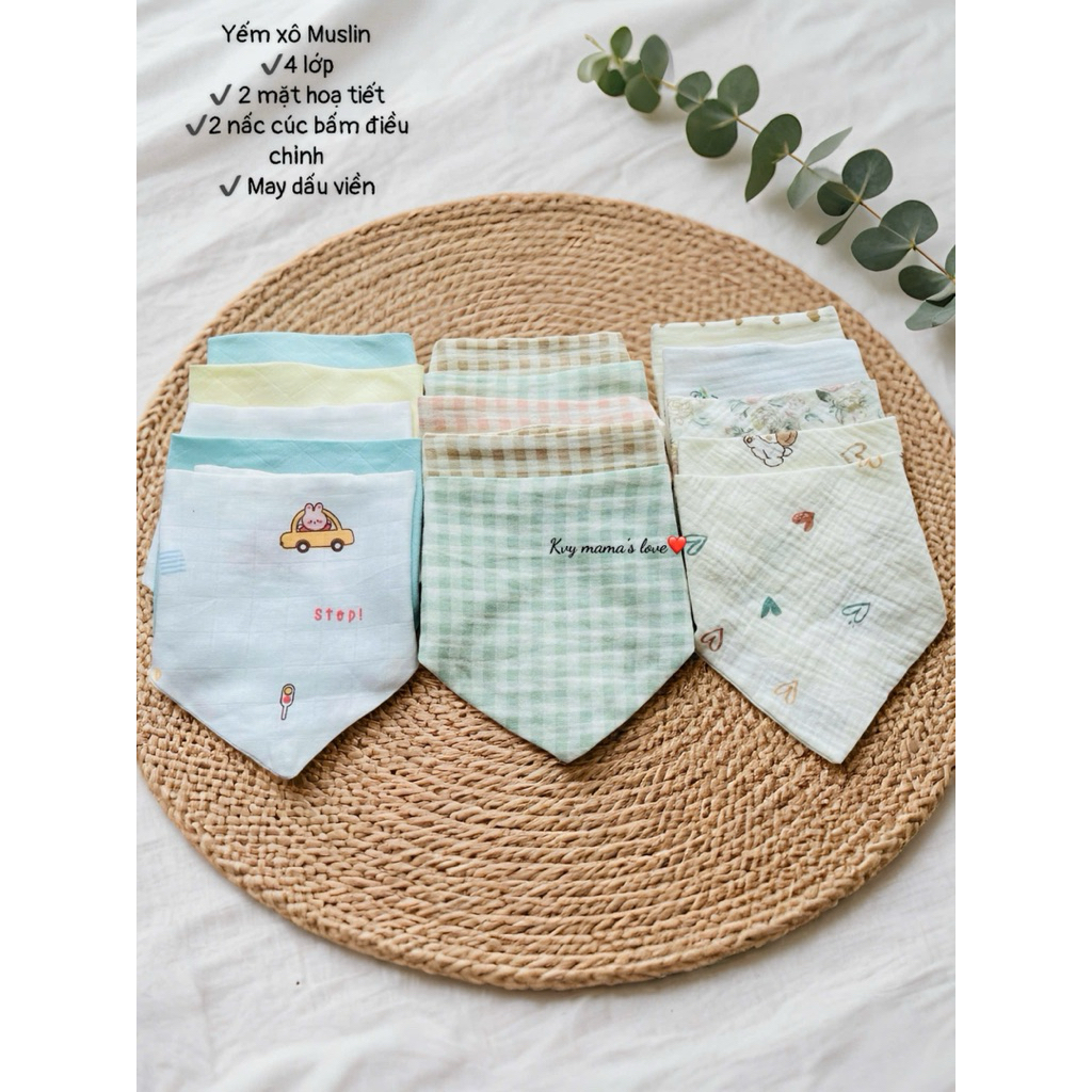 yếm tam giác kvy cao cấp cho bé 4 lớp