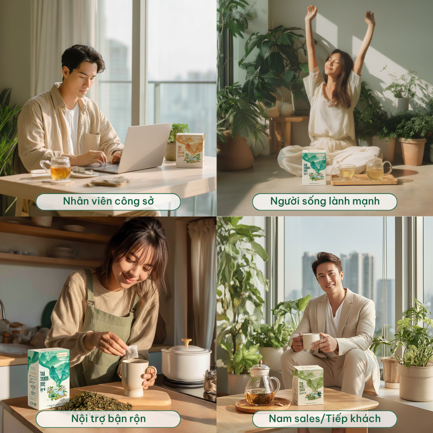 Combo 3 Trà Túi Lọc Đinh Lăng + Búp Ổi + Cà Gai Leo VIEGREEN, 50x3g + 50x3g + 50x3g, GMP HACCP
