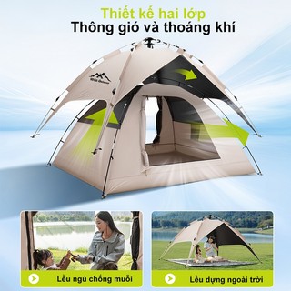 WTHB Outdoor Lều cắm trại gấp gọn, lều cắm trại ngoài trời chống nắng và mưa, phù hợp cho 3-4 người