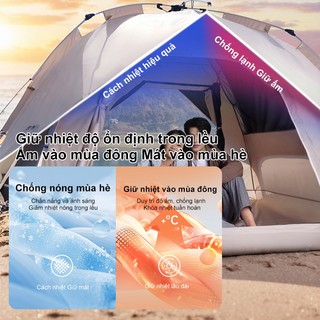 WTHB Outdoor Lều cắm trại gấp gọn, lều cắm trại ngoài trời chống nắng và mưa, phù hợp cho 3-4 người