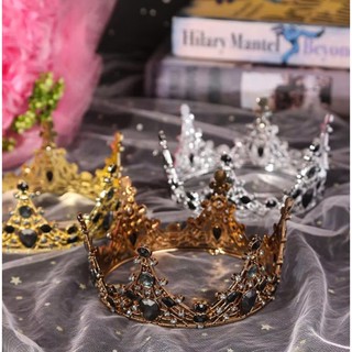 Vương Miện Đính Đá Đen 12,5 x 6,2cm - Phụ Kiện Trang Trí Bánh Kem, Bánh Sinh Nhật