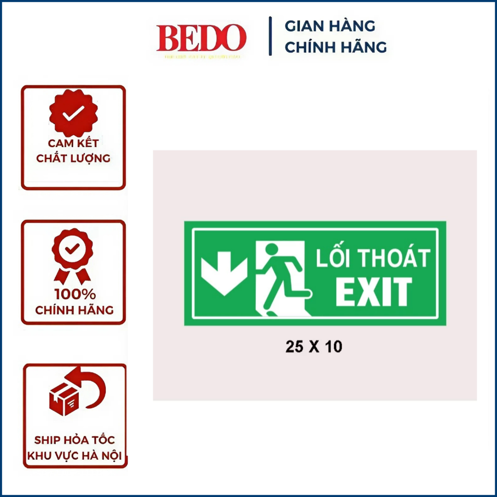 Decal dán biển lối thoát EXIT Bedo, Biển báo lối ra, Bảng lối thoát hiểm, Biển EXIT, Biển cảnh báo lối thoát