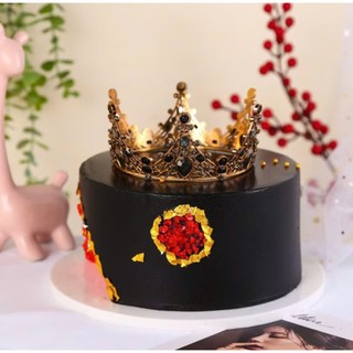 Vương Miện Đính Đá Đen 12,5 x 6,2cm - Phụ Kiện Trang Trí Bánh Kem, Bánh Sinh Nhật