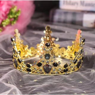 Vương Miện Đính Đá Đen 12,5 x 6,2cm - Phụ Kiện Trang Trí Bánh Kem, Bánh Sinh Nhật