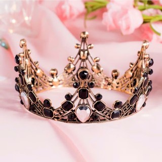 Vương Miện Đính Đá Đen 12,5 x 6,2cm - Phụ Kiện Trang Trí Bánh Kem, Bánh Sinh Nhật
