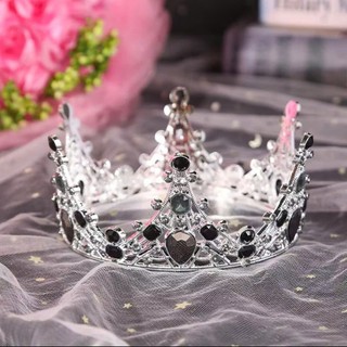 Vương Miện Đính Đá Đen 12,5 x 6,2cm - Phụ Kiện Trang Trí Bánh Kem, Bánh Sinh Nhật