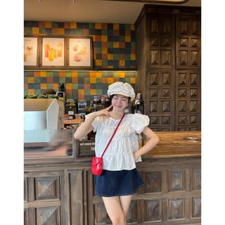 Áo BaByDoll Cổ Tròn Tay Phồng Nữ Tính HaChang - A9