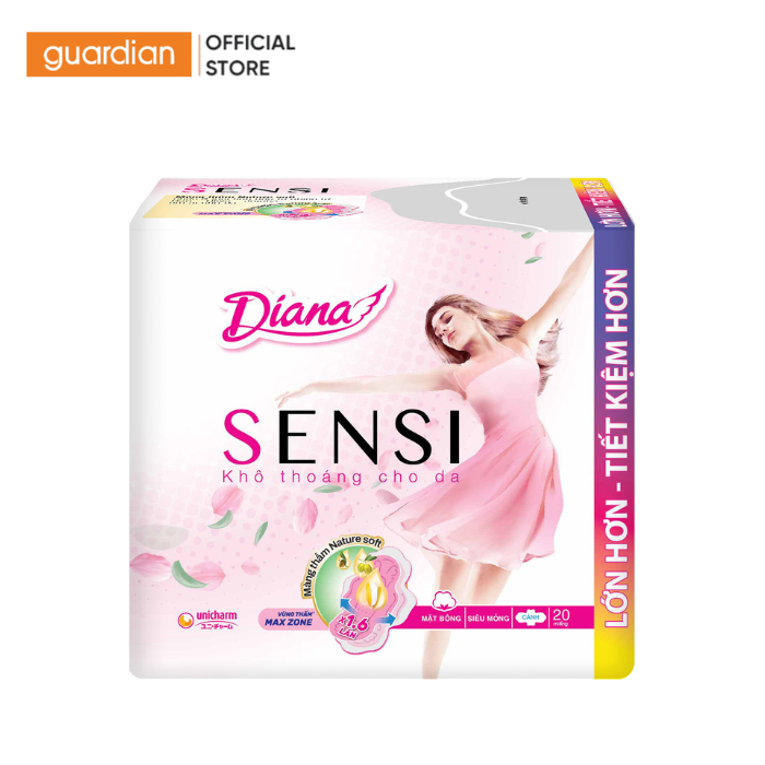 Băng Vệ Sinh Diana Sensi Siêu Mỏng Cánh 23 Cm (20 Miếng)