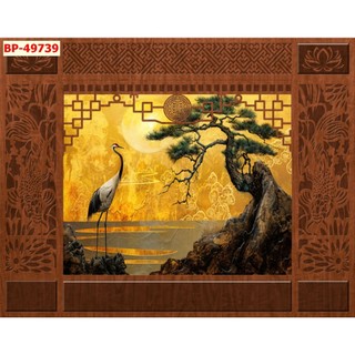 Tranh Dán Tường Chim Công, chim Cò 3D Sang Trọng