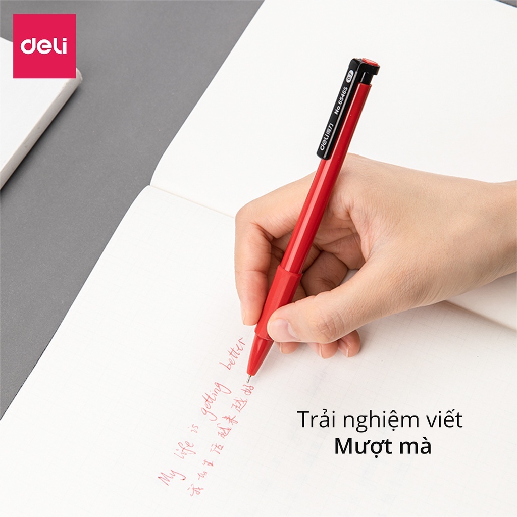 Combo 2 Cây，Bút Bi Bấm Văn Phòng 0.7mm - 3 Màu (Xanh, Đỏ, Đen) - Đầu bấm thiết kế chống trượt tiện dụng - 6546S