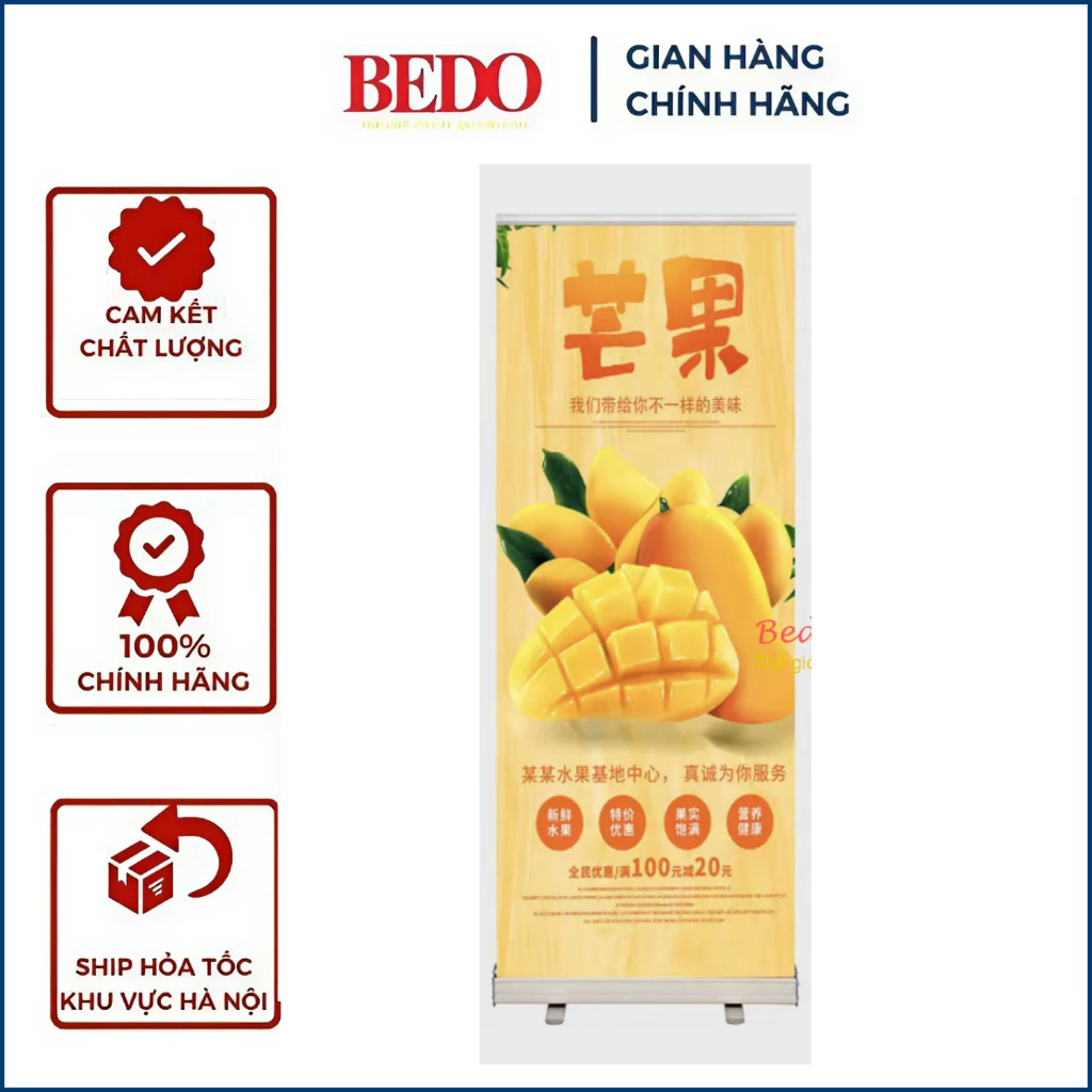 Khung Standee cuộn BEDO - Standee cuốn nhôm gọn cao cấp - Standee chữ T tái sử dụng nhiều lần