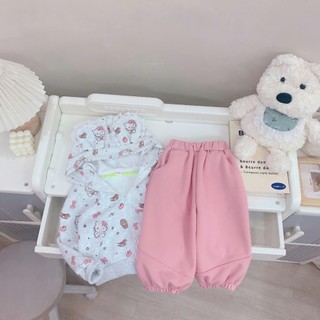 Quần áo bé gái, Bộ nỉ thu đông áo khoác mèo và quần nỉ hồng 9-26kg S2053 Tiểu Yến KID