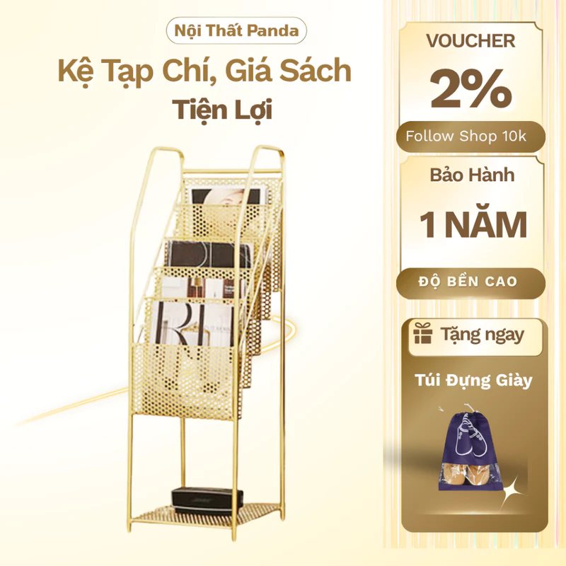 (ẢNH THẬT) Kệ Sách Đứng Đa Tầng, Giá Sách Để Sách Báo Tạp Chí 5 Tầng Bằng Kim Loại Cao Cấp Không Gỉ — ảnh 1