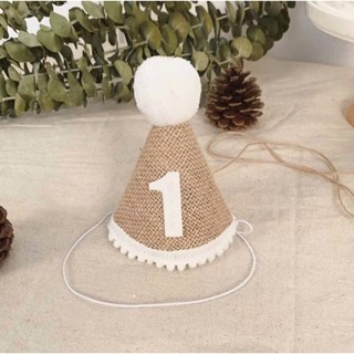 1 Mũ Sinh Nhật Gắn Số Bằng Vải Bố Trang Trí Sinh Nhật Dành Cho Bé