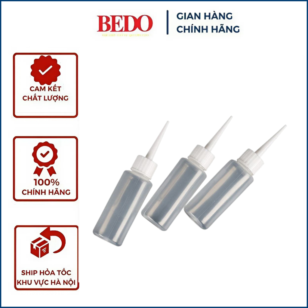 Combo 10 vỏ chai chiết keo 25ml BEDO - Chai nhựa đựng keo dạng bóp màu trắng trong suốt, vòi nhọn tra keo chính xác